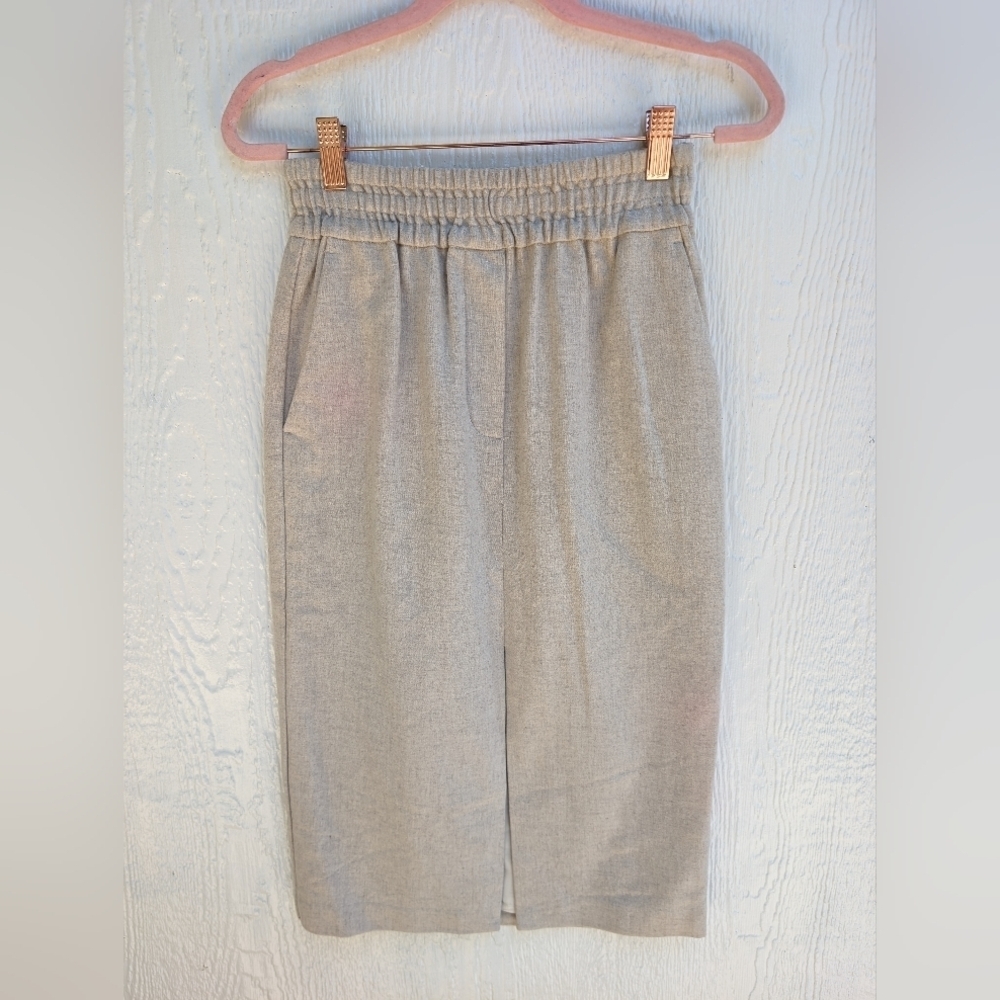 Wilfred Le Fou Olivine Wool Cashmere Pencil Skirt With Pockets Women's Size XXS